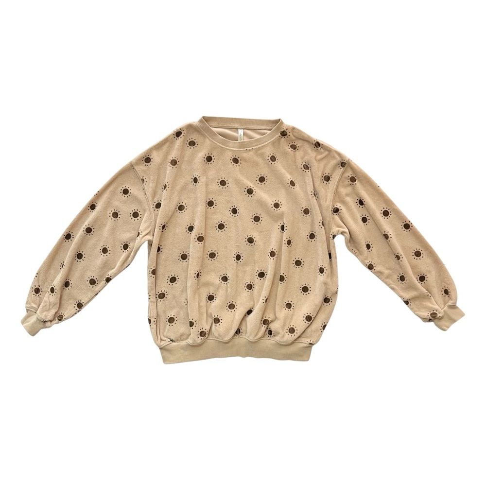 Rylee + Cru Tan Sweatshirt with Brown Sunburst Print